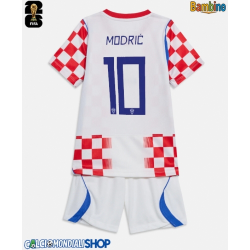 Maglie da calcio Croazia Luka Modric #10 Prima Maglia Bambino Mondiali 2026  Manica Corta + Pantaloni corti)